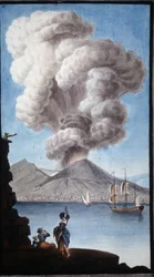 Erupcja Wezuwiusza w 1779 roku. Ten gwasz wykonał Pierre Fabris na prośbę Sir Williama Hamiltona, ambasadora Anglii w Neapolu.