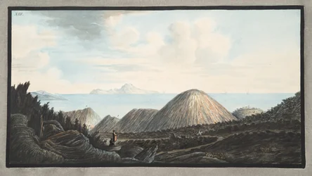 Widok obecnego stanu małej góry wzniesionej w wyniku eksplozji w roku 1760, Tablica XIII, z „Campi Flegrei: Obserwacje wulkanów Obojga Sycylii”, autorstwa Sir Williama Hamiltona