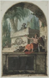 Projekt fresku na nagrobku Vincenzo Martinellego (1737-1807) w Certosa w Bolonii