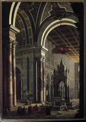 Widok wnętrza Bazyliki Świętego Pawła w Rzymie (Widok wnętrza Bazyliki Świętego Pawła w Rzymie) Obraz Pier Francesco Garola (Garoli) (1638-1716) Turyn Galleria Sabauda