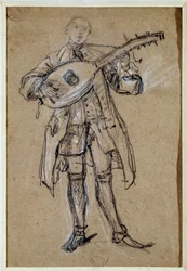 Gitarzysta (gitarzysta) Rysunek autorstwa Pietro Longhi (1702-1785) Wenecja, Musee Correr