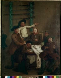 Polowanie w dolinie: losowanie imion - Obraz Pietro Longhi (1702-1785), olej na płótnie, 61x46 cm