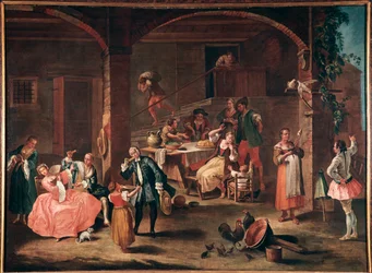 La merenda in Campagna (Przekąska na wsi) Obraz Pietro Longhi (1702-1785) ok. 1750 Wymiary 96x131 cm Wenecja, Ca 