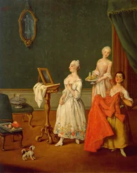 Dama w toalecie, Pietro Longhi (1701-1785), olej na płótnie, 61x50 cm
