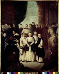 Bractwo Weneckie (La frateria di Venezia) - Obraz Pietro Longhi (1702-1785), olej na płótnie, 61x49 cm