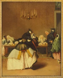 Ridotto, maski weneckie, autorstwa Pietro Longhi (1701-1785)
