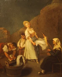 Praczki, autorstwa Pietro Longhi (1701-1785), olej na desce, 61x50 cm