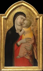 Dziewica i dziecko par Lorenzetti, Pietro (ok. 1300-ok. 1348). Tempera na panelu, Kolekcja prywatna