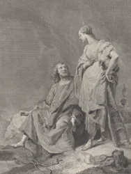 Chrystus i niewiasta Samarii przy studni, z serii 112 druków sakralnych..., 1743-63