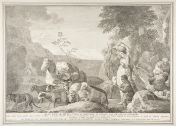 Ezaw i jego rodzina rozstają się z Jakubem Ezaw z jego żonami, synami i substancjami sepa..., 1743-63.