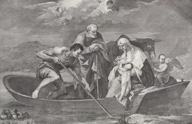 Lot do Egiptu ze Świętą Rodziną w łodzi, 1730-50.