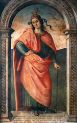 Cato autorstwa Pietro Perugino (ok. 1450-1523), fresk, Collegio del Cambio, Perugia
