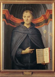 Nicolas de Tolentino (1245-1305) - Święty Mikołaj z Tolentino par Perugino (ok. 1450-1523). Olej na płótnie, format: 79x62, Palazzo Barberini, Rzym