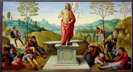Zmartwychwstanie Chrystusa. Pietro autorstwa Cristoforo Vannucci dit Le Perugin (1448-1523)