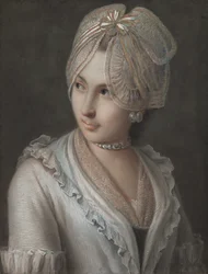 Elegancka młoda dama w koronkowej czapce