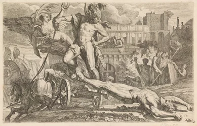 Achilles ciągnący ciało Hektora wokół murów Troi