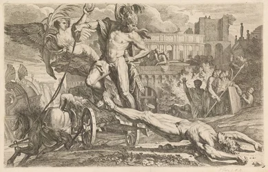Achilles ciągnący ciało Hektora wokół murów Troi