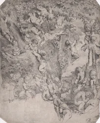 Ogród Wenus, odcisk dowodowy lewego górnego rogu, ca. 1631-37.
