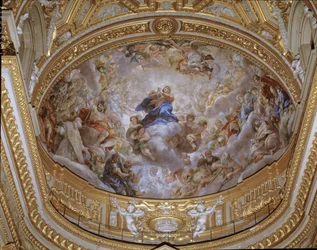 Fresk Wniebowzięcia NMP autorstwa Pietro da Cortony (Piotra z Cortony) (1596-1669) 1652 Rzym, kościół Santa Maria in Vallicella Włochy