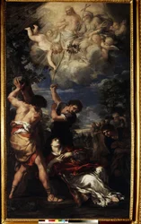 Męczeństwo św. Szczepana. Męczeństwo św. Szczepana. Obraz Pierre de Cortona (Pietro Berrettini znany jako Pietro da Cortona