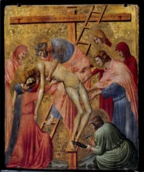 Pieta. „”Złożenie lub zstąpienie krzyża”” Ołtarz Pietro da Rimini (1. poł. XIV w.) Nd. 0,43x0,35m.
