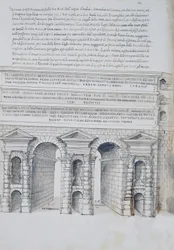 Porta Maggiore w Rzymie, rysunek, ze Starożytności rzymskich, autorstwa Pirro Ligorio (1513-1583)