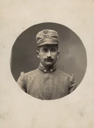 Album "Armia GM R. (I wojna światowa)": żołnierz 180 Pułku Milicji Terytorialnej (zdjęcie czarno-białe)