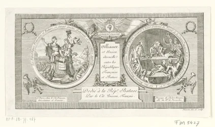 Medalion op de Alliantie tussen de Franse en de Bataafse Republieken, 1795 Sojusz i Wieczna Unia między republiką francuską i batawską (tytuł na obiekcie)