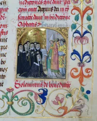 Biskup Błogosławiony Zakonnicom od Papieża Biskupa Erazma Ciołka, ok. 1510 (tempera i złoto na pergaminie)
