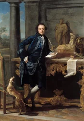 Portret angielskiego intelektualisty Charlesa Johna Crowlesa (1738-1811) Obraz Pompeo Batoniego (1708-1787) XVIII-wieczne Słońce. 2,48x1,72 m²