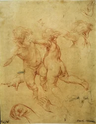 Studium dla dwóch puttów (Two Flying Putti. Study), ok. 1740 (sangwina)