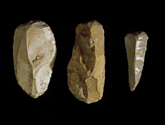 Prehistoria: różne narzędzia krzemienne. Okres mezolitu. Z Umbrii. Perugia, Museo Archeologico Nazionale dell