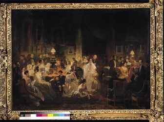 Emile Jean Horace Vernet (1789-1863) Omówienie wynalazku dagerotypu w salonie Monsieur Irissona