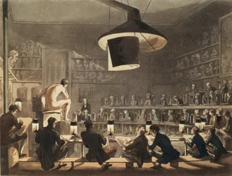 Rysunek z życia w Akademii Królewskiej, wyryty przez Richarda Banksa Harradena (1778-1862) (akwatinta)