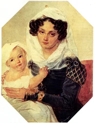 Portret hrabiny Marii N. Volkonskaya 1805-1863 z synem Nikołajem, 1826