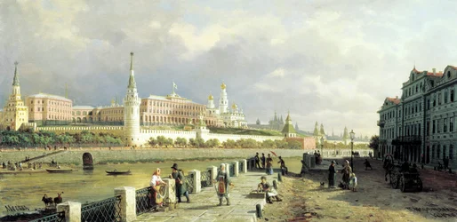 Widok Kremla z Nabrzeża Sofijskiego w Moskwie, 1879 r.