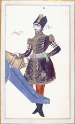 Portret Nasira al-Din Shaha, ręka spoczywająca na armacie, c. 1853-4