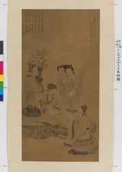 Figury według Chen Hongshou (atrament i kolor na jedwabiu)