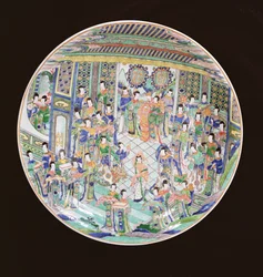 Duża Famille Verte Charger, okres Kangxi (1662-1722) (porcelana) (patrz również 272194)