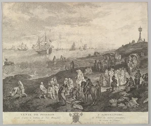 Sprzedawanie ryb w Scheveningen Vente de Poisson a Schevelinghe [sic] po obrazie w....