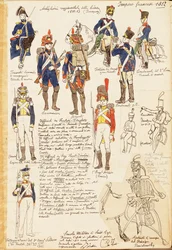 Mundury Artylerii Królestwa Francji, autorstwa Quinto Cenni, kolorowa tablica