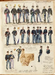 Różne mundury Królestwa Włoch autorstwa Quinto Cenni, kolorowa płyta