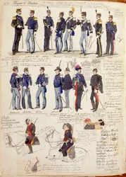 Różne mundury Królestwa Włoch autorstwa Quinto Cenni, kolorowa płyta