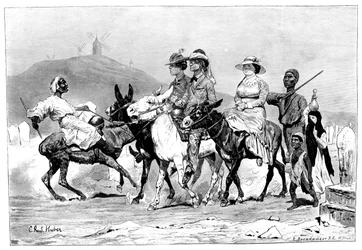 Banda turystów, Egipt, 1881