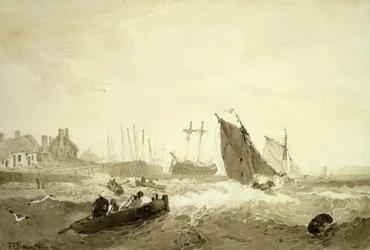 Wysyłka St-Valery-Sur-Somme, ok. 1821 (brązowy rozmycie nad grafitem)