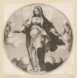 Maryja w chmurach Sancta Maria Mater Dei (tytuł na obiekcie)