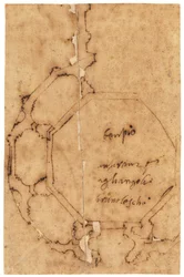 Plan Santa Maria degli Angeli, Florencja (pióro i brązowy tusz, na kalce olejnej)