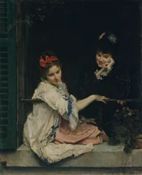 Dziewczyny przy oknie, ca. 1875.