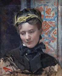 Portret damy - Obraz Raimundo de Madrazo y Garreta (1841-1920), olej na płótnie 1885-1896 - National Gallery, Londyn 49,5x40