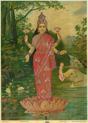 Lakshmi Embellished, autorstwa Ravi Varma Press